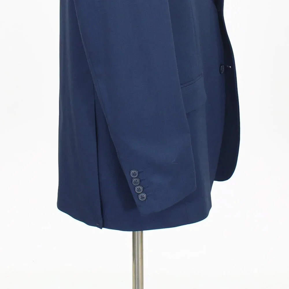 Haggar 44L Blue Solid 2-Button Sport Coat Blazer Jacket T723
